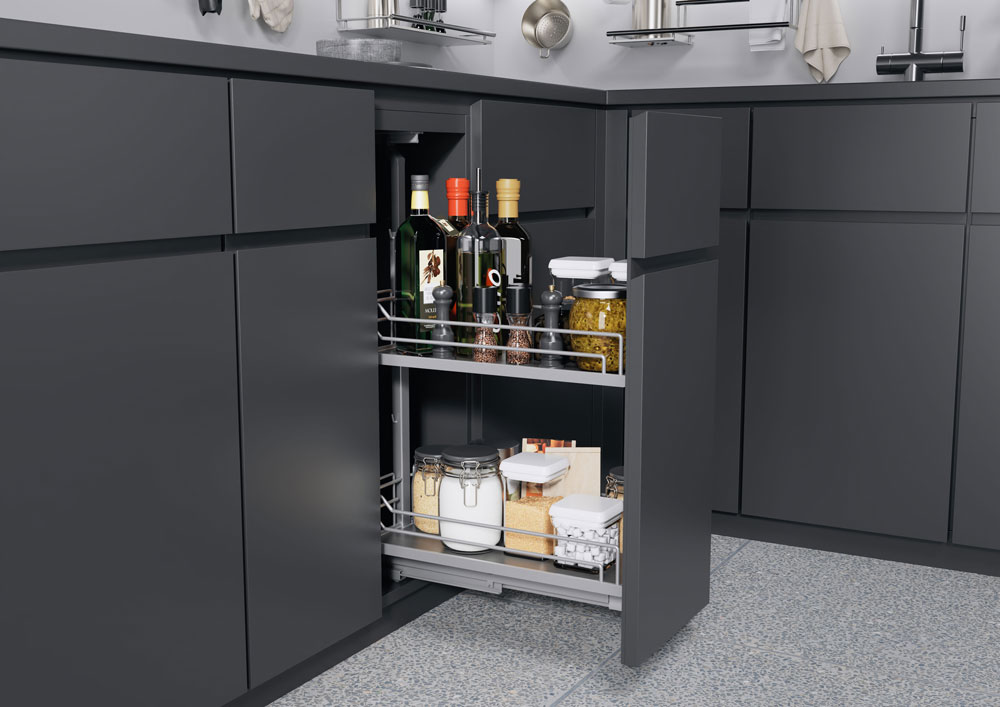 КОМПЛЕКТ Диспенса Джуниор Слим 400 мм, H 695-783, Арена КЛАССИК, 2 полки, цвет ТИТАН Kessebohmer | официальный магазин