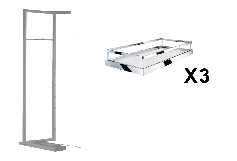 Комплект внутренний, Тандем II 600 мм, H 800, Арена СТИЛЬ, Рама + 3 полки, цвет ХРОМ Kessebohmer | официальный магазин