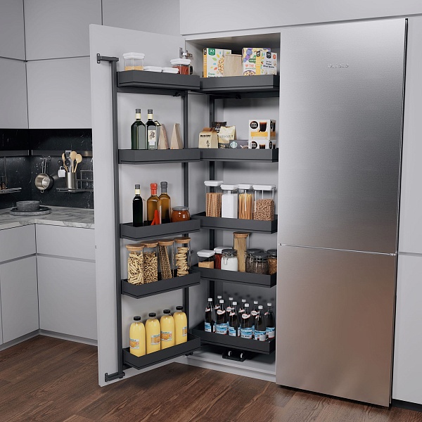 КОМПЛЕКТ Тандем II 600 мм, H 1700, Арена ПЬЮР, 5 полок, цвет АНТРАЦИТ Kessebohmer | официальный магазин